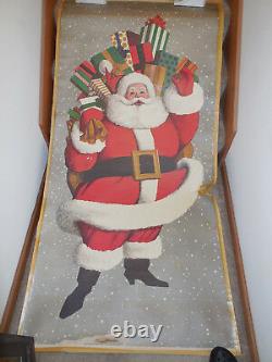 HUGE VINTAGE 1950's Sears Roebuck co SANTA CLAUS DOOR DISPLAY Litho POSTER