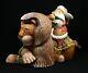 Hand Carved & Painted Santa Riding Lion