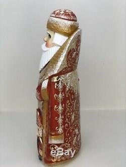 Hand Carved Painted Wooden Santa Claus 11.02 28cm And Nutcracker