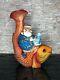 Hand Carved Painted Wooden Santa Claus And Golden Fish 11 29