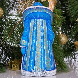 Hand Carved Saint Nicholas Figurine with Nativity Scene Christmas Wood Decor