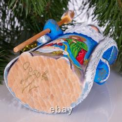 Hand Carved Saint Nicholas Figurine with Nativity Scene Christmas Wood Decor