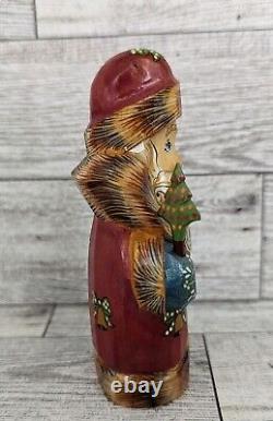 Hand Made & Painted Wood Carved Christmas Santa Claus Figure Made In Russia
