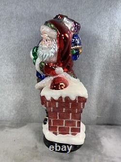 Hand Painted Blown Glass Santa Claus Christmas 18 Tall Figure Snowman Tree