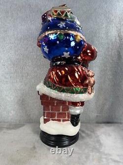 Hand Painted Blown Glass Santa Claus Christmas 18 Tall Figure Snowman Tree