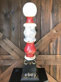 Hand Painted Wooden Santa Claus Figure Wood Post 25 Inches Tall Artist Signed