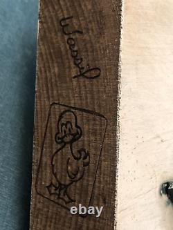 Hand carved wood Santa figure 9.75 tall staff bird St Nick signed Wassil OOAK