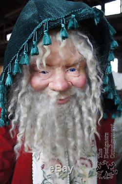 Handmade Life Size Santa Claus Christmas Statue Bavarian Art Wax Face Vtg German