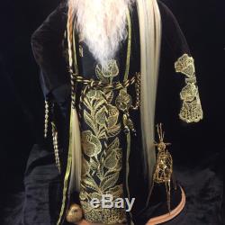 Handmade Victorian Old World Father Christmas Santa Claus Doll Black Gold OOAK