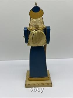 Handmade Wood Santa Claus BARBARA KISSINGER 1987 Bells Dove Toy Sack Arms Move