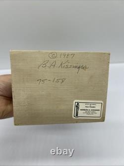 Handmade Wood Santa Claus BARBARA KISSINGER 1987 Bells Dove Toy Sack Arms Move