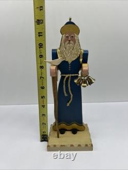Handmade Wood Santa Claus BARBARA KISSINGER 1987 Bells Dove Toy Sack Arms Move