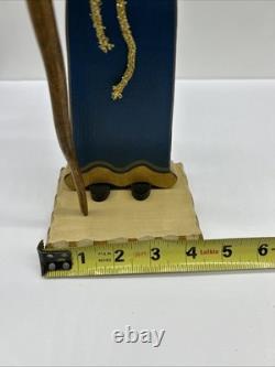 Handmade Wood Santa Claus BARBARA KISSINGER 1987 Bells Dove Toy Sack Arms Move