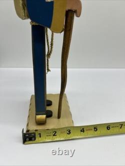 Handmade Wood Santa Claus BARBARA KISSINGER 1987 Bells Dove Toy Sack Arms Move