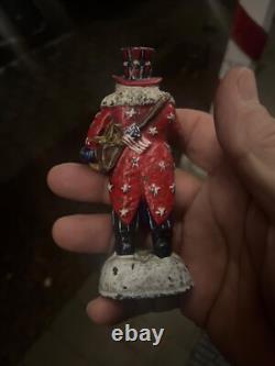 Heavy Santa Claus patriotic uncle Sam figurine/paperweight 1912