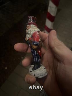 Heavy Santa Claus patriotic uncle Sam figurine/paperweight 1912