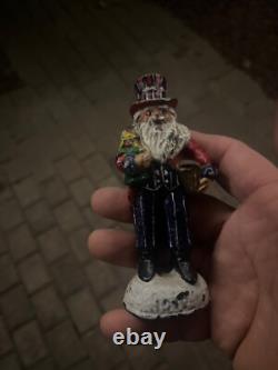 Heavy Santa Claus patriotic uncle Sam figurine/paperweight 1912