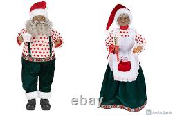 Holiday Time 28 African American Animated Musical Santa Claus And Mrs Claus Set