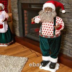 Holiday Time 28 African American Animated Musical Santa Claus And Mrs Claus Set