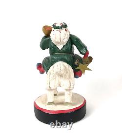 House of Hatten Father Christmas Santa Sitting on Sheep Holiday Figure 9.5 1992