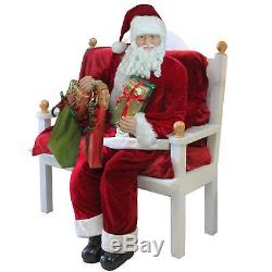 Huge 6 Foot Life-Size Decorative Plush Christmas Santa Claus Figure with Present