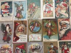 Huge Estate Lot of 55 SANTA CLAUS Antique Christmas Postcards-Vintage Santa
