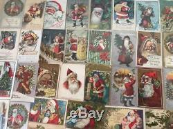 Huge Estate Lot of 55 SANTA CLAUS Antique Christmas Postcards-Vintage Santa