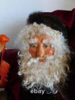 Huge Folk Art Paper Mache Stuffed Plush Poseable Santa Claus Figure 31 Lowe
