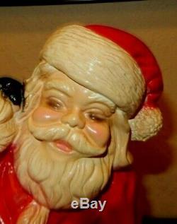 Huge Vintage Chalk Chalkware Santa Claus Dated 1974 Rare Christmas Decoration Y