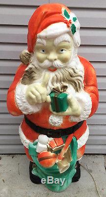 Huge Vintage Santa Claus Blow Mold Poloron 46 Tall Light Works