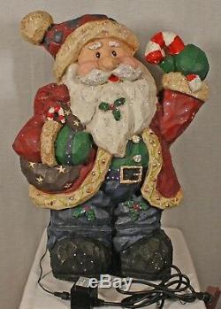 INDOOR / OUTDOOR SANTA CLAUS FIGURE With CHANGING FIBER OPTIC LIGHTS 24 TALL NEW