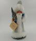 Ino Schaller 10.5 Tall Paper Mache Silver Santa Claus Withfur Hat & Cape Germany