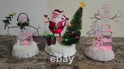 Illuminated Acrylic Ice Cube Snowman Holiday Figures Lot Good Used Condition
