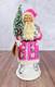 Ino Schaller Pink Santa With Flowers & Tree Glitter German Christmas Figurine