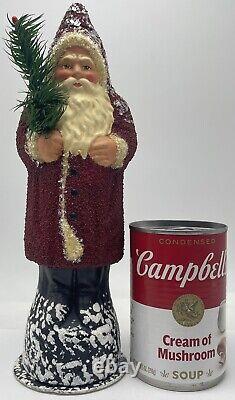 Ino Schaller Santa Claus Beaded Papier Mache Figure Belsnickel Christmas