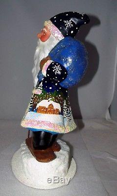 Ino Schaller Santa Claus Skis Paper Mache Handmade Germany Candy Figurine 14.5