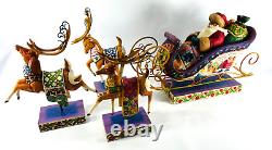 Jim Shore HeartWood Creek DASH AWAY & DELIVERING JOY SANTA/REINDEER SET No Box