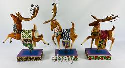 Jim Shore HeartWood Creek DASH AWAY & DELIVERING JOY SANTA/REINDEER SET No Box