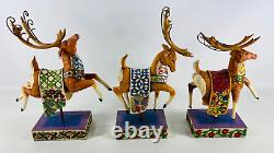 Jim Shore HeartWood Creek DASH AWAY & DELIVERING JOY SANTA/REINDEER SET No Box