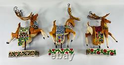 Jim Shore HeartWood Creek DASH AWAY & DELIVERING JOY SANTA/REINDEER SET No Box