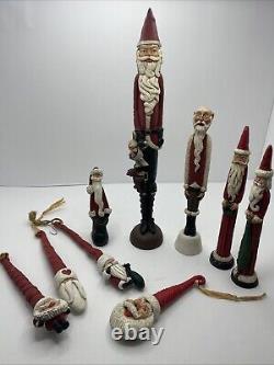 Jim Shore Pencil Skinny Santa Clause Old Folk Style Figurines/ornaments