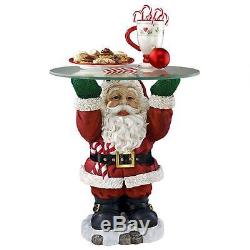 Jolly Christmas Old Santa Claus 22 Sculptural Glass-Topped Holiday Table