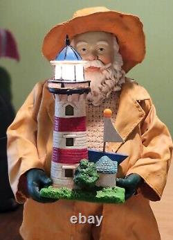 KURT ADLER 12 Santa Lighthouse Keeper Lights Up w Sound Sea & Seagulls VIDEO