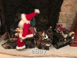 Karen Didion Christmas Red Santa Claus 3 Piece Train THE CRAKEWOOD COLLECTION