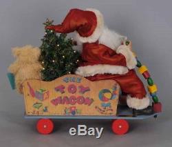 Karen Didion Signature Lighted Toy Wagon Santa Claus Christmas Figurine 14 Inch