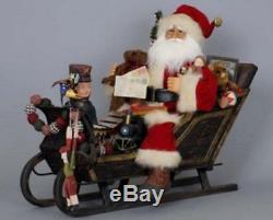 Karen Didion Vintage-Style Santa Claus In Rustic Sleigh withVintage-Style Toys