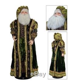Katherine's Collection 32 Tapestry Santa Claus Green Woodland Doll NEW