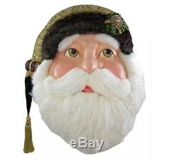 Katherine's Collection 32 Tapestry Santa Claus Wall Mask Hanging NEW