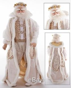 Katherine's Collection Santa Claus White beaded gold doll 611021 24 rhinestone