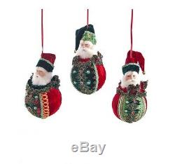 Katherine's Collection Set Of 3 Santa Claus Bauble Ball Ornaments NEW 11-611075